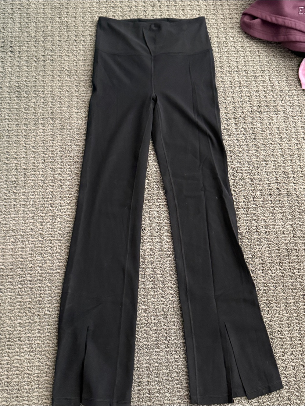 Athleta Black High-Rise Flare Yoga Pants with Front Slits